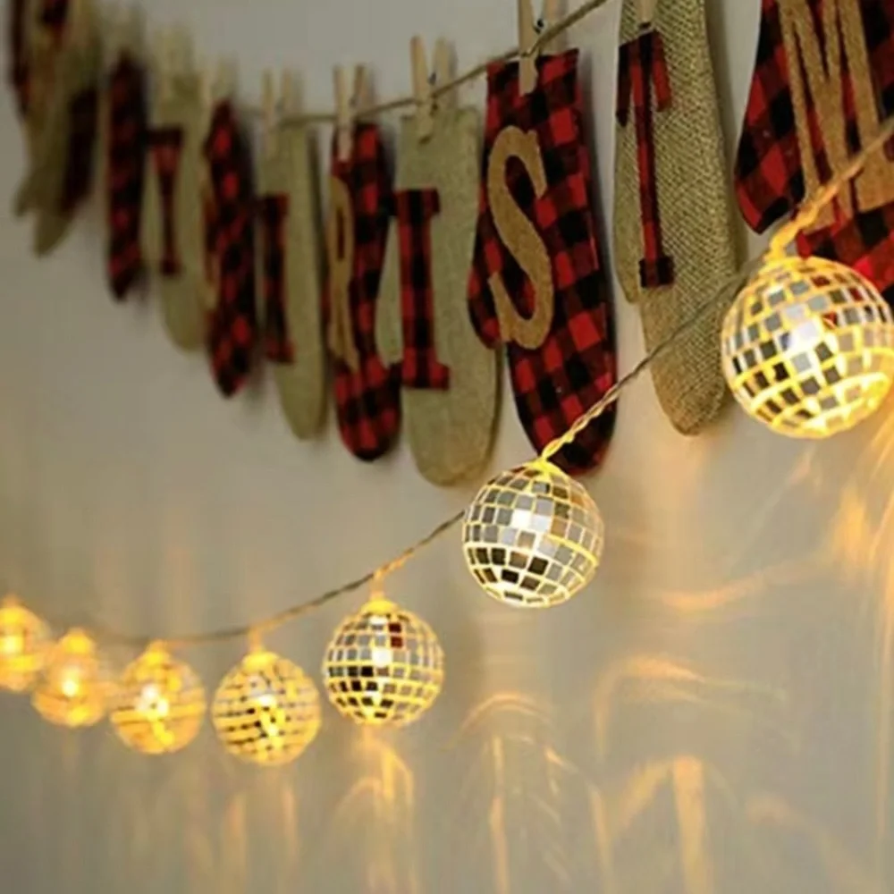 Disco Ball LED String Lights 5ft Warm Tone & Colorful Option Mirrorball NEW